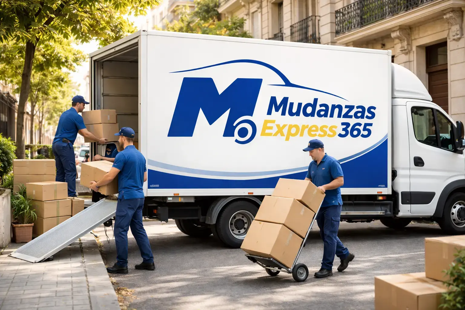 Mudanzas en Barcelona y Cataluña - equipo profesional cargando muebles en camión